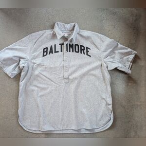 Ebbets Field Flannels Baltimore %100 Wool Baseball Jersey 3XL Collared